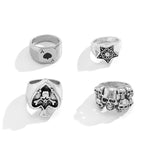 Retro Skull Pentagram Ring 4Pcs/set