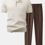 Twist Knitted Henley Shirt & Slim Fit Tapered Trousers