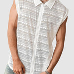 Men's lace vest elastic personality hollow lapel shirt