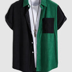Men's Patchwork Corduroy Short-sleeve Shirt