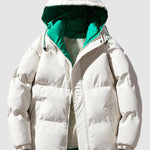 MEN'S  Spliced Fluffy Hooded Quilted Padded Jacket