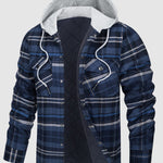Men's hooded  plaid thickened warm button shirt jacket