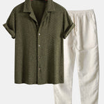 Animal Texture Terry Cuban Shirt & Straight Leg Linen Pants