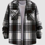 Men's Classic Plaid Wool Blend Button-Down Shirt