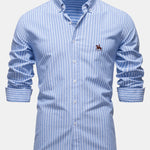 Cowboy Embroidery Cotton Oxford Stripe Shirt