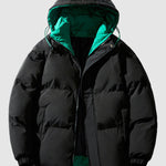 MEN'S  Spliced Fluffy Hooded Quilted Padded Jacket