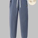 Men's Fleece-lined Thermal Drawstring Pocket Casual Pants