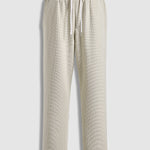 Men's Solid Color Textured Puff Grid Elastic Waist Casual Pants