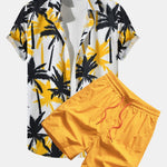 Palm Tree Print Button Up Shirt & Swim Shorts