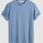 Men's Solid Color Waffle Round Neck Short Sleeve T-Shirt