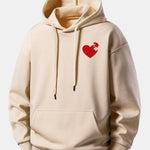 Heart Puzzle Print Relax Fit Hoodie
