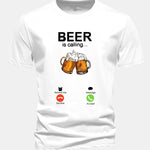 Regular Fit Beer Is Calling Print Cotton T-Shirt