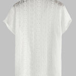Men's Sexy Lace Hollow Casual Short Sleeve Shirt