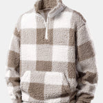 Quarter Zip Plaid Teddy Sweatshirt