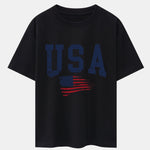 USA Flag Print Drop Shoulder Oversize T-Shirt