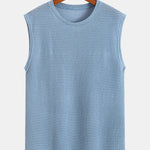 Waffle Knit Wide Strap Sleeveless T-Shirt