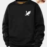 Soaring Eagle Print Teddy Fleece Lined Sweatshirt