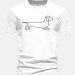 Regular Fit Line Dachshund Print Cotton T-Shirt