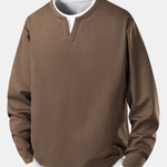 2 Pieces Relax Fit 2 In 1 Notched Collar Textured T-Shirt