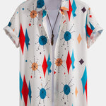 Atomic Geometric Print Button Up Shirt & Swim Shorts