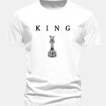 Regular Fit King Chess Print Cotton T-Shirt