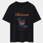 Vintage Whiskey Print Drop Shoulder Oversize T-Shirt