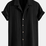 Texture Jacquard Cuban Shirt & Wrinkle Textured Straight Leg Pants