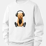 Headphone Bear Print Relax Fit Sweatshirt