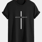 Regular Fit Jesus Christ Stripe Print Cotton T-Shirt