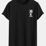 Crown King Print Cotton Arc Hem T-Shirt