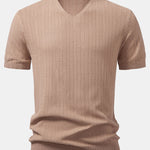 Textured Knitted V Neck T-Shirt