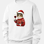 Christmas Cat Print Relax Fit Sweatshirt