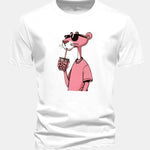 Regular Fit Pink Panther Print Cotton T-Shirt