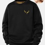 Reindeer Print Teddy Fleece Lined Sweatshirt