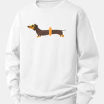 Dachshund With Swimming Ring Print Relax Fit Sweatshirt