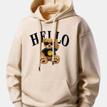 Hello Sunglasses Bear Print Relax Fit Hoodie