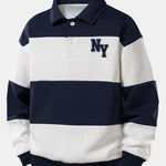 Relax Fit NY Print Color Block Polo Sweatshirt