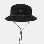 Slogan Patch Geometry Ethnic Pattern Bucket Hat With Chin Strap