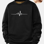 Heartbeat Print Teddy Fleece Lined Sweatshirt