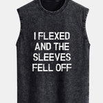 Slogan Print Washed Distressed Tank Top