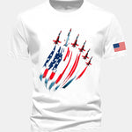 Regular Fit Fighter Jets USA Flag Print Cotton T-Shirt