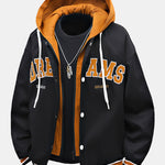 Contrast 2 In 1 Hooded Baseball Jacket