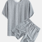Relax Fit Mid-Length Sleeve Twist Jacquard T-Shirt & Shorts