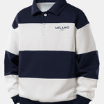 Relax Fit Milano Print Color Block Polo Sweatshirt