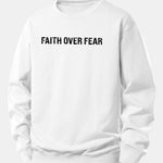 Faith Over Fear American Flag Print Relax Fit Sweatshirt