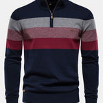 Contrast Stripe Quarter Zip Sweater