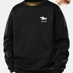 Shark Print Teddy Fleece Lined Sweatshirt