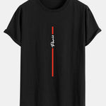 Stripe Paris Print Cotton Arc Hem T-Shirt