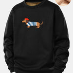 French Dachshund Print Teddy Fleece Lined Sweatshirt