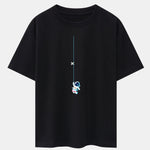 Astronaut On A Rope Print Drop Shoulder Oversize T-Shirt
